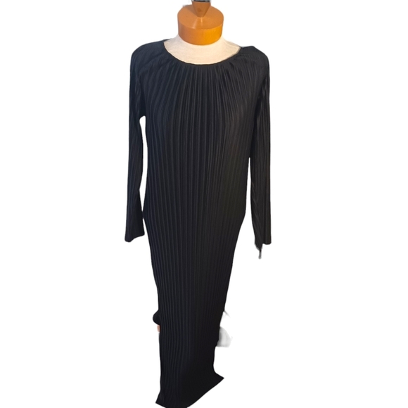 Hatch Womens Cocktaill Dress Black Pleated Long Sleeve Midi/ Maxi Lightweight - Picture 1 of 7